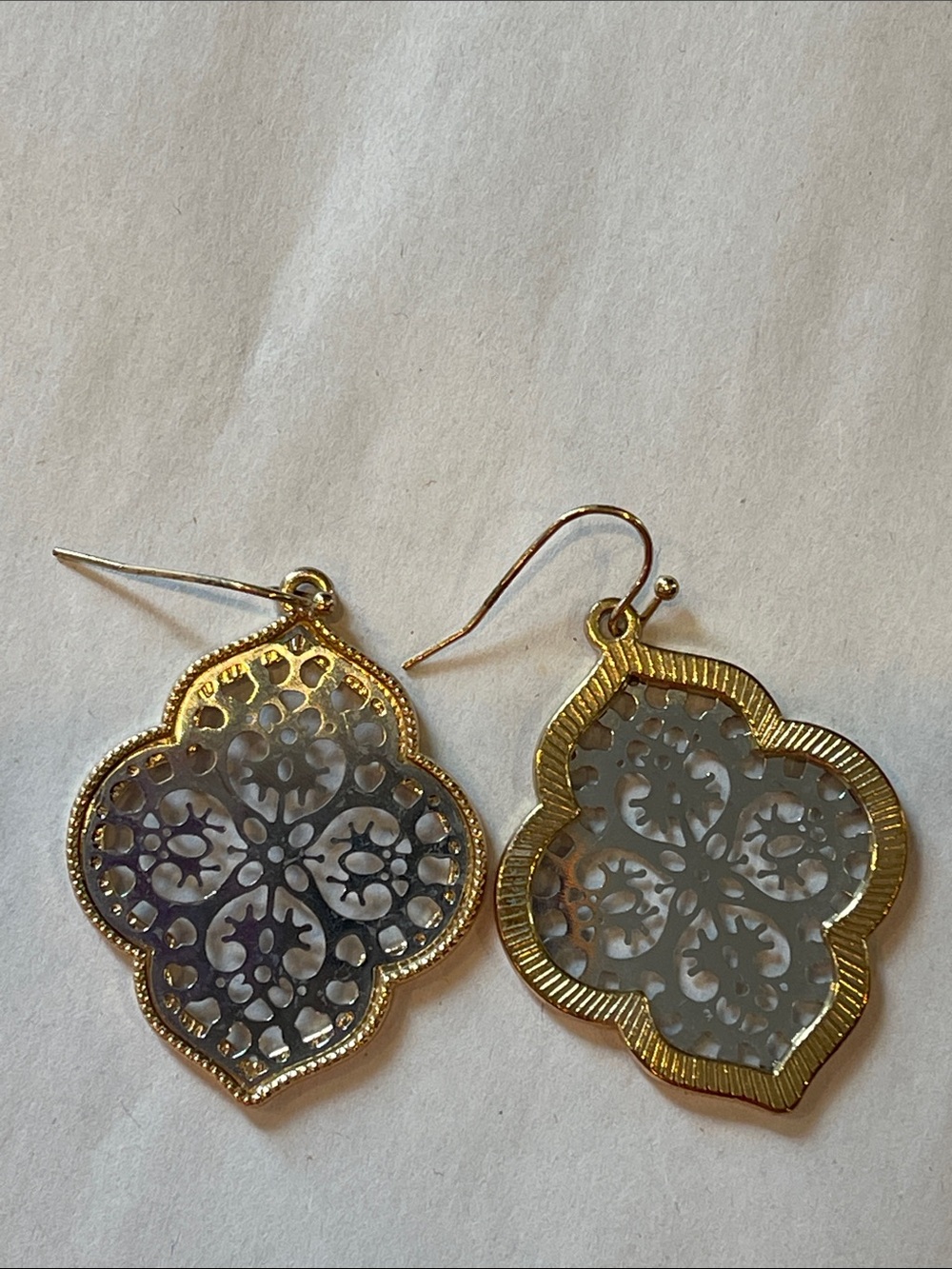 Gold tone Filigree Clover Drop Earrings - Women Jewelry